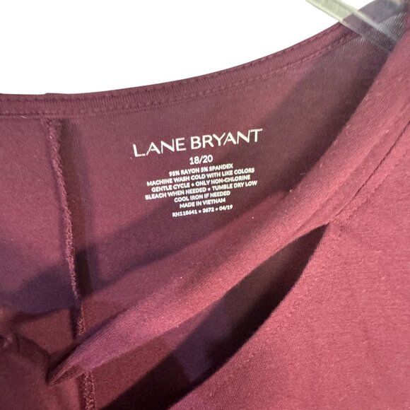 LANE BRYANT Womens Size 18/20 Burgundy Tie Neck Short Sleeve Top - Picture 3 of 4